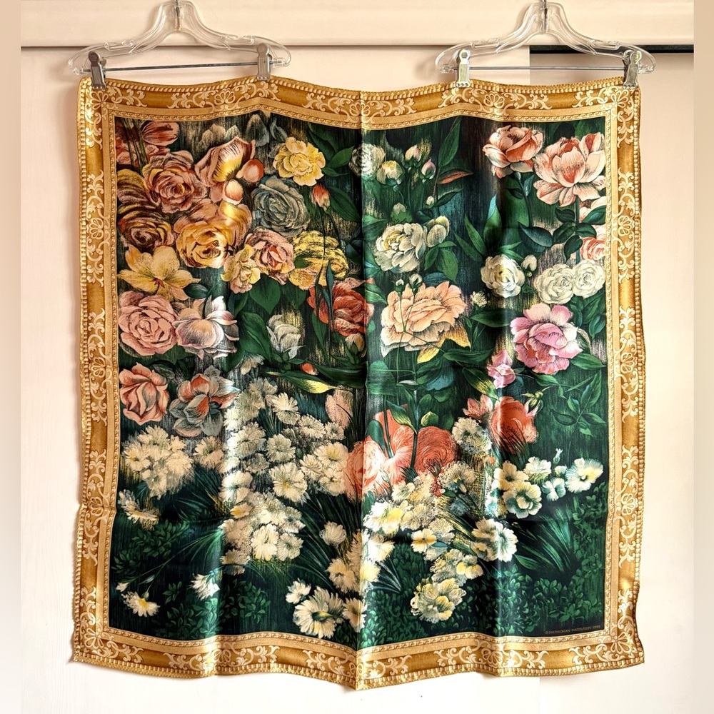 Smithsonian Silk Scarf Garden In May Vintage NIB NWOT 1990s
